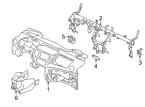2020 Nissan NV 200 Cluster & Switches, Instrument Panel Diagram 1