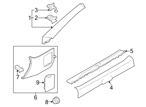 2023 Nissan Z Interior Trim - Pillars Diagram