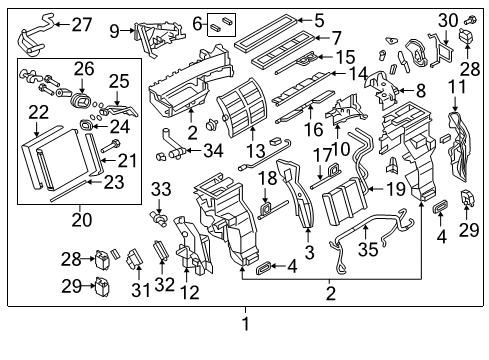 EVAPOLATOR ASSY-FRONT Diagram for 27280-1LA0D