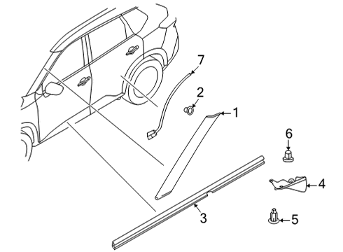 2022 Nissan Rogue Exterior Trim - Pillars Diagram 1