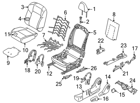 2022 Nissan Rogue Driver Seat Components Diagram 1