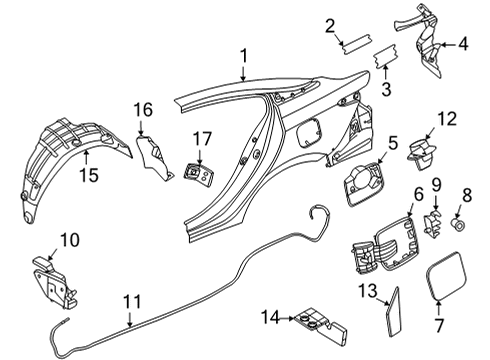 2020 Nissan Versa Quarter Panel & Components Diagram