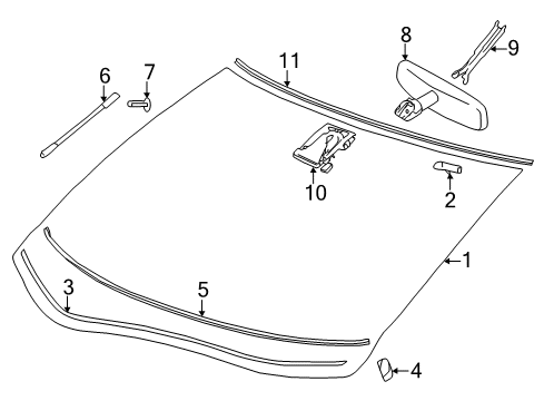 2024 Nissan Leaf Glass - Windshield Diagram