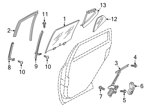 Glass Run Rubber-Rear Door Window,LH Diagram for 82331-5RB1A