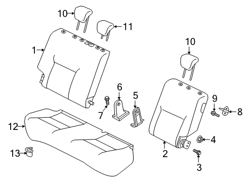 PAD & FRAME ASSY CUSH, RR SEAT Diagram for 88305-5RW0A