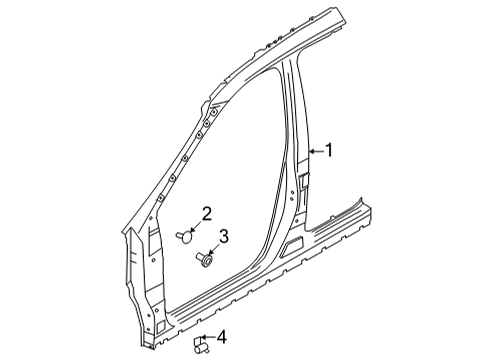 2022 Nissan Rogue Aperture Panel, Center Pillar & Rocker, Hinge Pillar Diagram 2