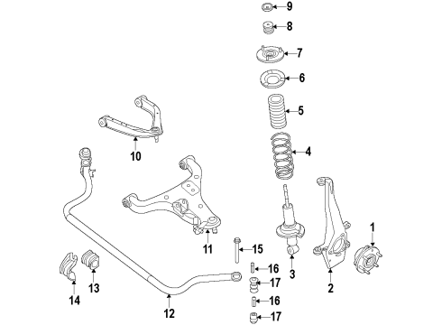 2020 Nissan NV 2500 Suspension Components, Lower Control Arm, Upper Control Arm, Stabilizer Bar Diagram 2