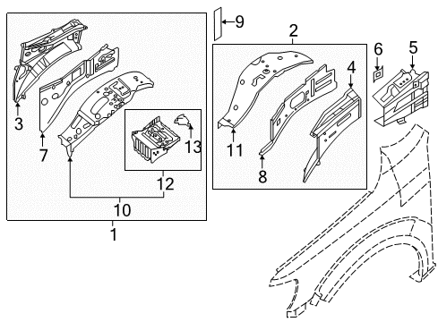 2020 Nissan NV 3500 Inner Components - Fender Diagram