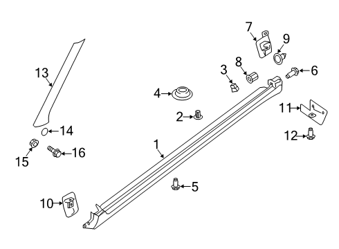 2022 Nissan Kicks Exterior Trim - Pillars Diagram