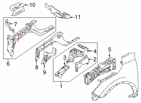 2022 Nissan Rogue Sport Structural Components & Rails Diagram