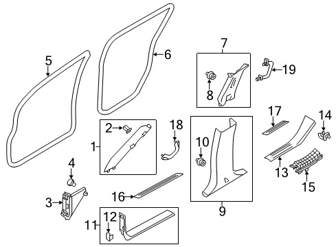 Garnish Assy-Front Pillar,RH Diagram for 76911-6JL0A
