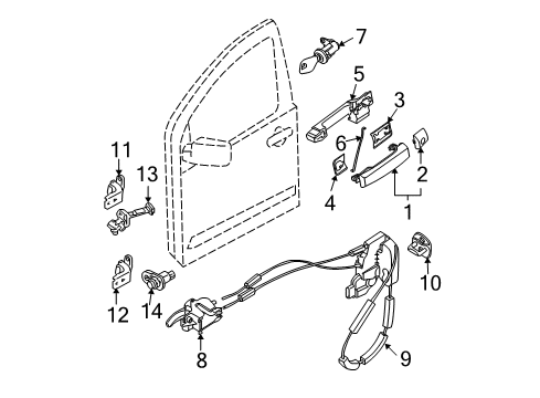 Cylinder Set-Door Lock,RH Diagram for 80600-EA000
