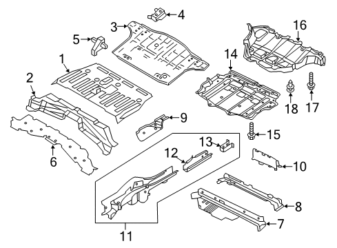 2022 Nissan Leaf Rear Floor & Rails Diagram
