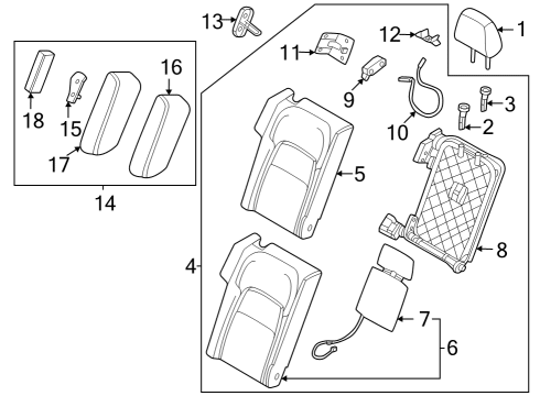2023 Nissan ARIYA Rear Seat Components Diagram 1