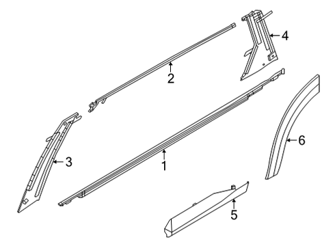 2022 Nissan Pathfinder Moulding-Rear Door Sash,Front RH Diagram for 82282-6TA0A