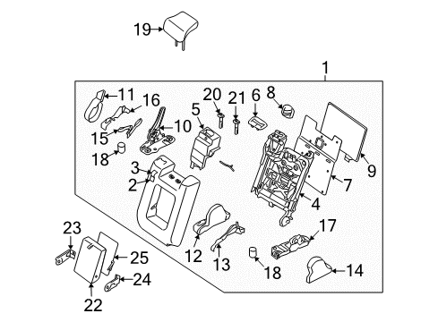 Back Assy-Rear Seat,Center Diagram for 88610-EA102