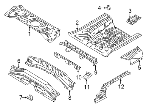 2024 Nissan Versa Rear Floor & Rails Diagram