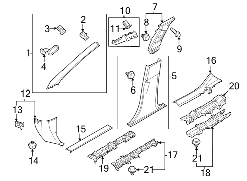 2023 Nissan ARIYA Interior Trim - Pillars Diagram
