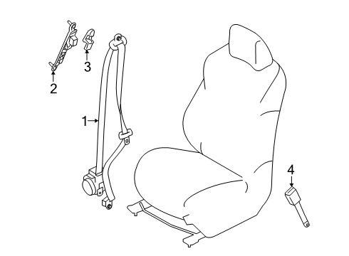 Belt Assy-Tongue,Pretensioner Front RH Diagram for 86884-5RL9A
