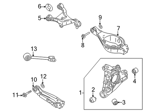 2022 Nissan Rogue Rear Suspension, Lower Control Arm, Upper Control Arm, Stabilizer Bar, Suspension Components Diagram 3