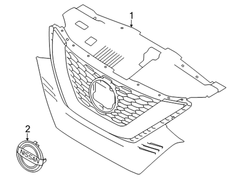 2022 Nissan Rogue Sport Grille & Components Diagram