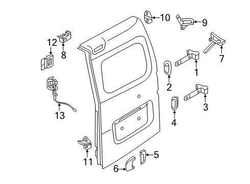 2020 Nissan NV 200 Back Door - Lock & Hardware Diagram 1