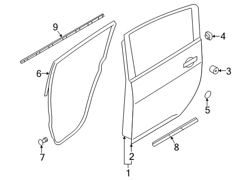 2021 Nissan Leaf Weatherstrip-Rear Door,RH Diagram for 82830-5SF0B