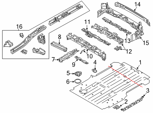 2020 Nissan NV 200 Rear Body - Floor & Rails Diagram