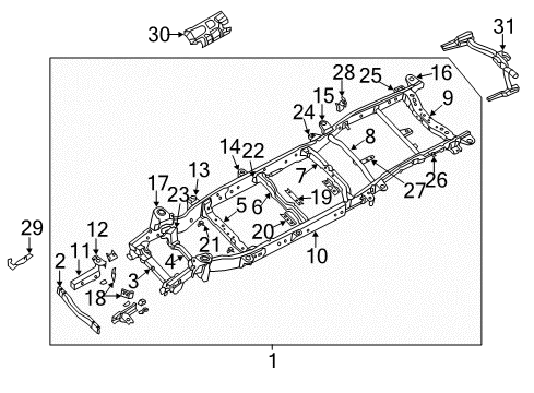 2020 Nissan NV 3500 Frame & Components, Trailer Hitch Components Diagram