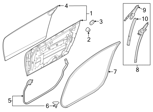 2023 Nissan Z WEATHERSTRIP-FRONT DOOR,RH Diagram for 80832-6GP0A