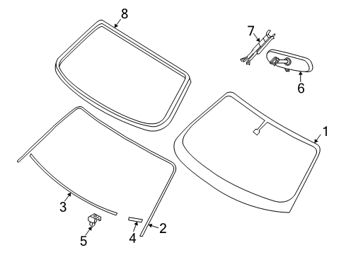 Glass - WINDSHI Diagram for 72712-CG000