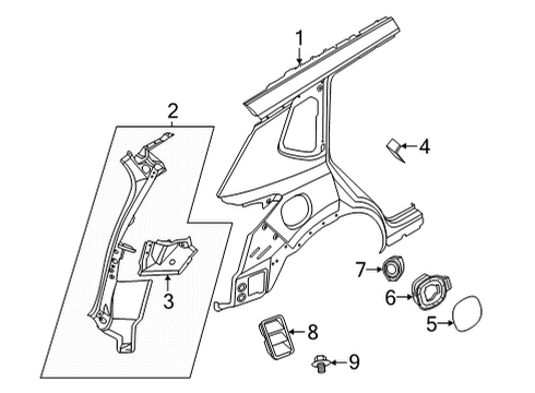 2022 Nissan Rogue Quarter Panel & Components Diagram 2