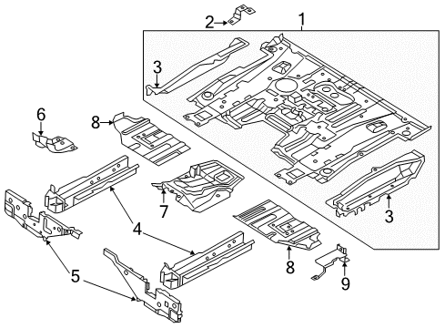 2020 Nissan NV 200 Pillars, Rocker & Floor - Floor & Rails Diagram