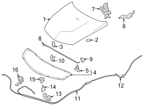 2023 Nissan Z SECONDARY ASSY-HOOD LOCK CONTROL Diagram for 65670-6GP0A