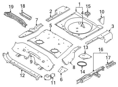 2022 Nissan Rogue Sport Rear Floor & Rails Diagram