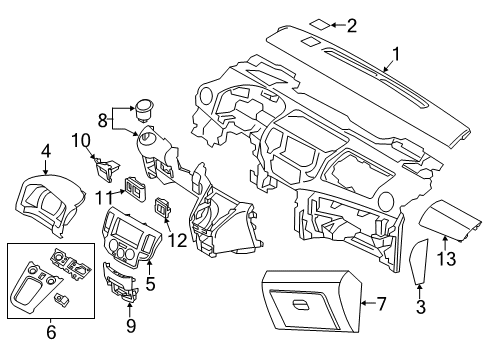 2020 Nissan NV 200 Cluster & Switches, Instrument Panel Diagram 4