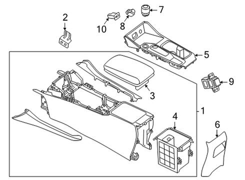 96910-6LY3D Nissan Console Box Assembly Center