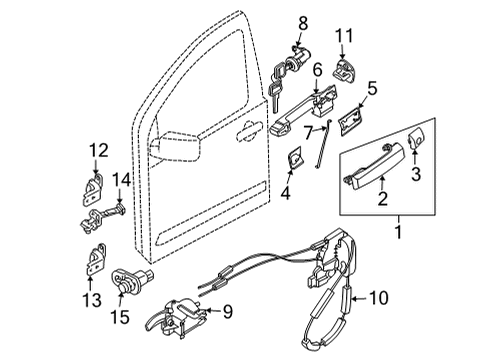 H0601-1PA0B Nissan CYLINDER SET - DOOR LOCK, LH