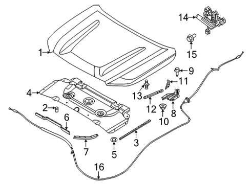65470-9BU0A Nissan Stay Assy-Hood,RH