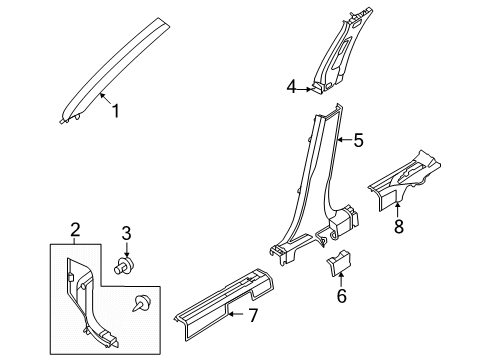76911-6RR0A Nissan Front Pillar Garnish Assembly Right Hand