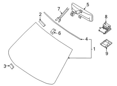 2025 Nissan Sentra Windshield Glass Diagram for 72700-6MW0B