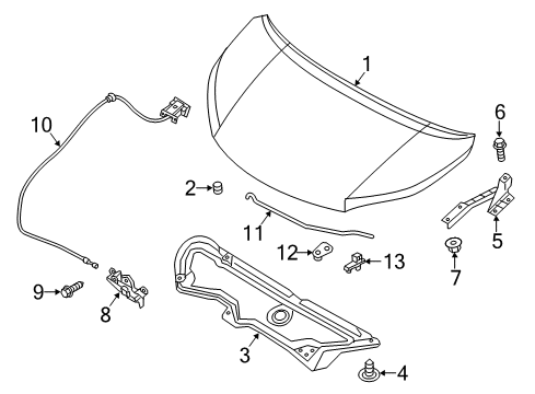 2021 Nissan NV Hood Assembly "BOM" Diagram for F5100-3LMMC