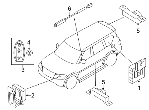 2023 Nissan Armada Smart Keyless Switch Assembly Diagram for 285E3-1LK0E