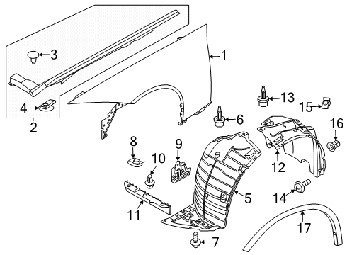 2025 Nissan Z Front Fender Left Hand Diagram for F3101-6GPBA