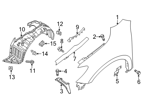 2020 Nissan Pathfinder Seal - Front Fender Diagram for 63820-3KA1A