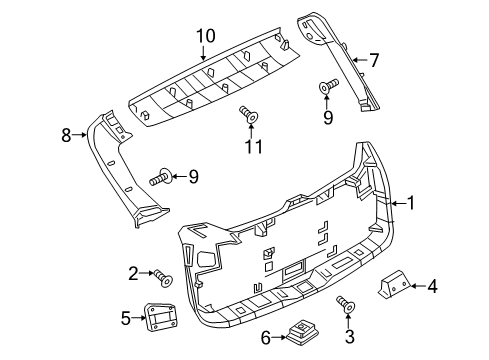 2024 Nissan Murano Back Door Finisher Assembly Diagram for 90900-5AA3A