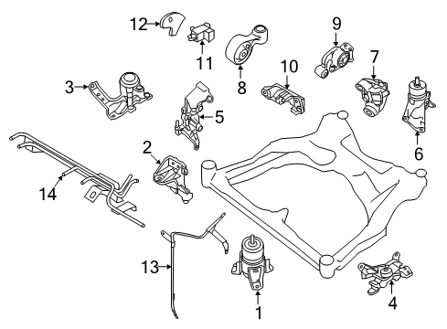 2024 Nissan Murano INSULATOR - Engine Mounting, Rear Diagram for 11320-5AE0C