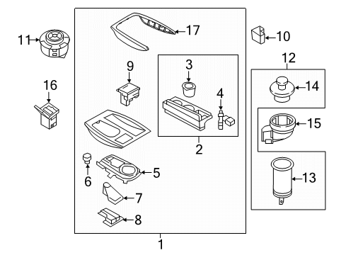 2023 Nissan Armada Cup Holder Assembly Diagram for 68430-6JL0B