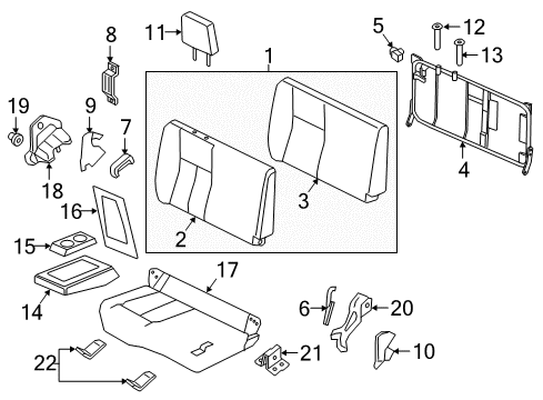 2020 Nissan Titan Rear Seat Back Trim Assembly Right Hand Diagram for 88620-9FV2D
