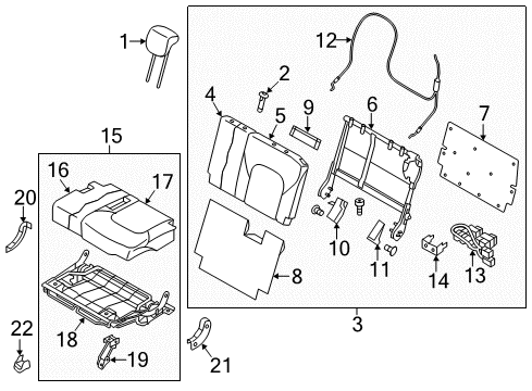 2024 Nissan Armada CUSHION ASSY - 3RD SEAT, LH Diagram for 89350-6JL3B